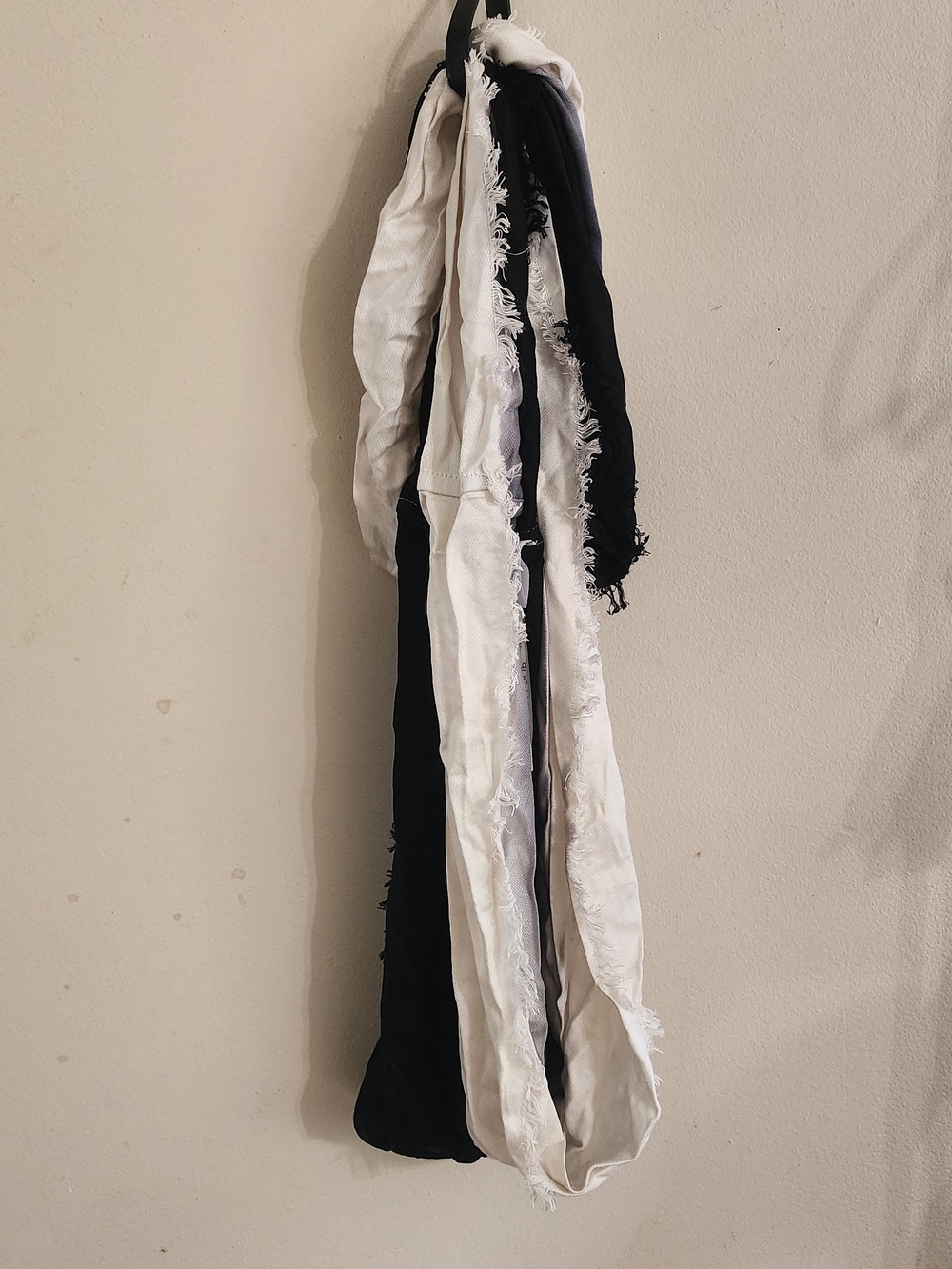NFINITY Black and White Fringed Infinity Loop Scarf
